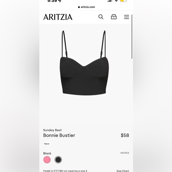 Aritzia Bonnie Bustier Black XS - Picture 1 of 4